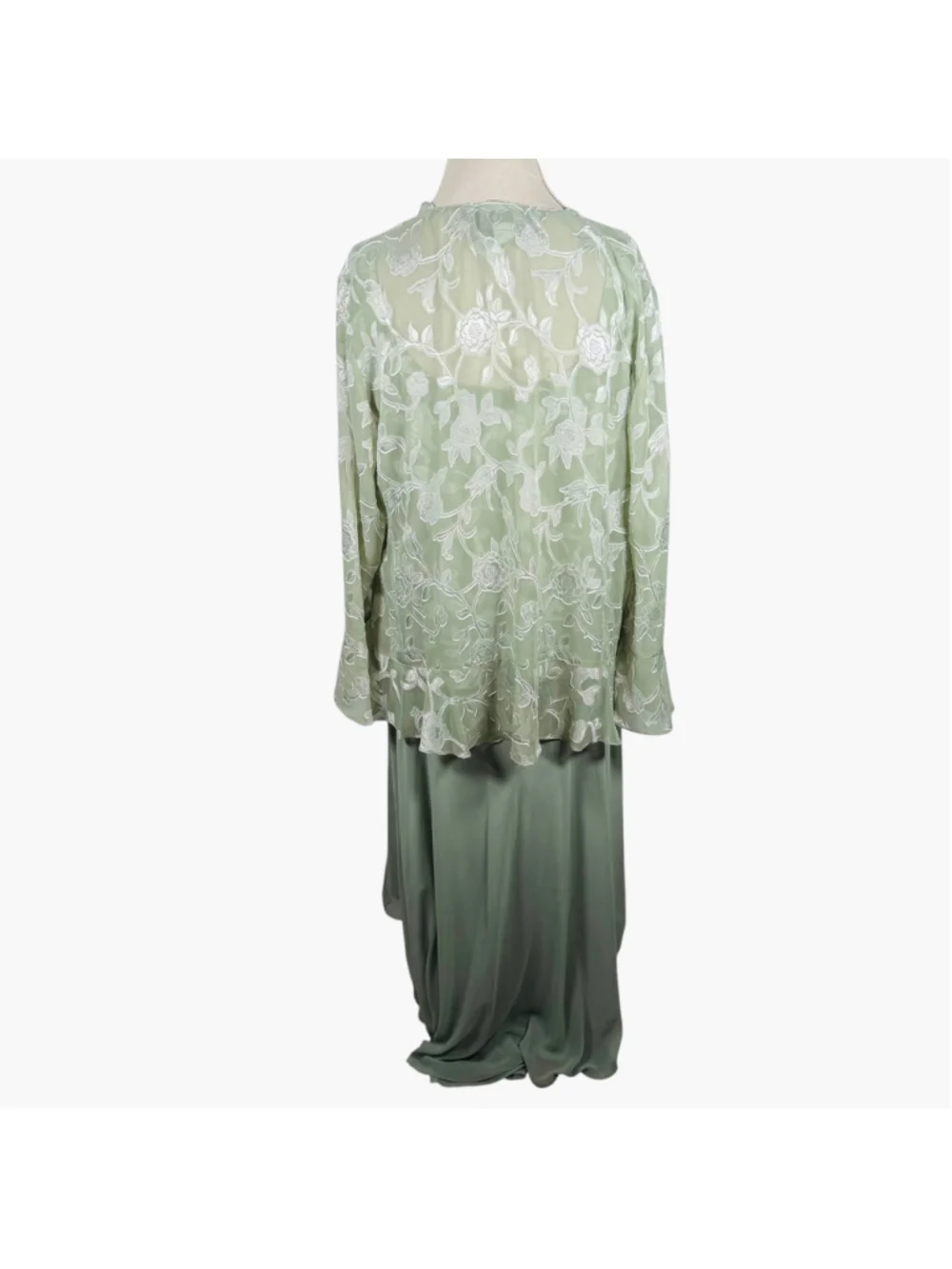 Alex Evenings Mother of the Bride Twin Skirt Set Green Embroidered Chiffon 1X - Picture 11 of 14